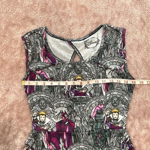 94. Disney Villains Stained Glass Skater Dress Size Small Stretchy - Picture 5 of 7